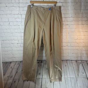 Polo Golf Mens Khaki Chino Pleated Cotton Pants size W38 L32